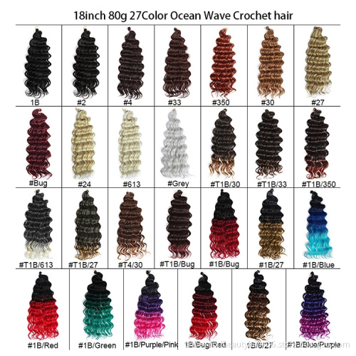 wholesale Deep Wave Crochet Hair Deep Wave Ombre Colored Crochet Ocean Wave Water Synthetic Braiding Hair